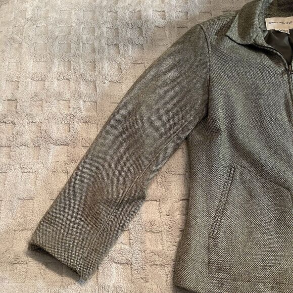 Women's Vtg Evan Picone Green Herringbone Tweed Jacket Coat Size 10 - Picture 5 of 16